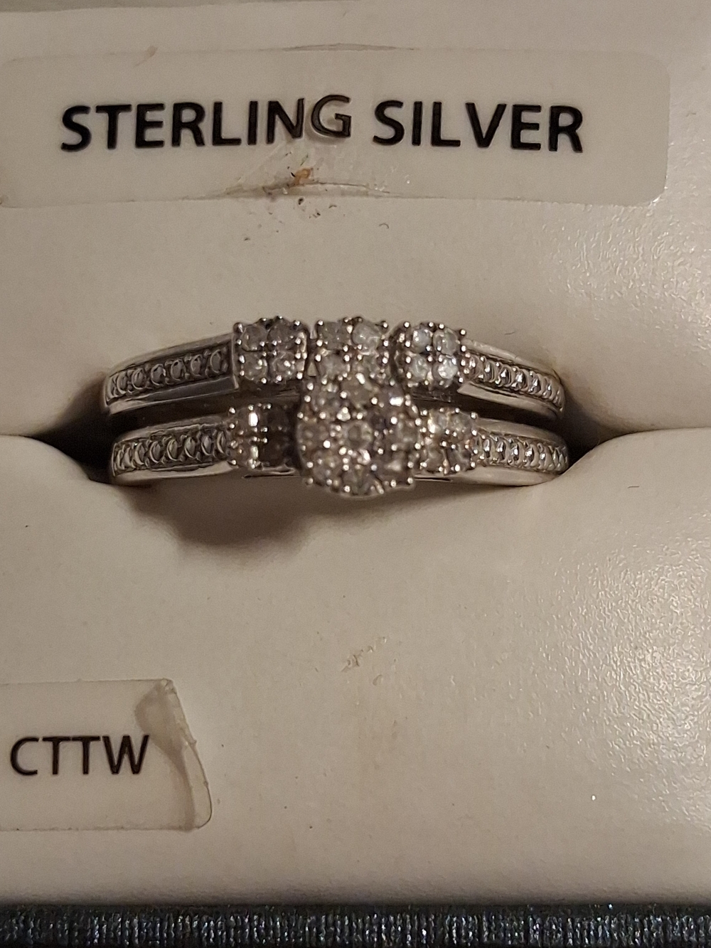 Sterling Silver White Crystal Bridal Ring Set